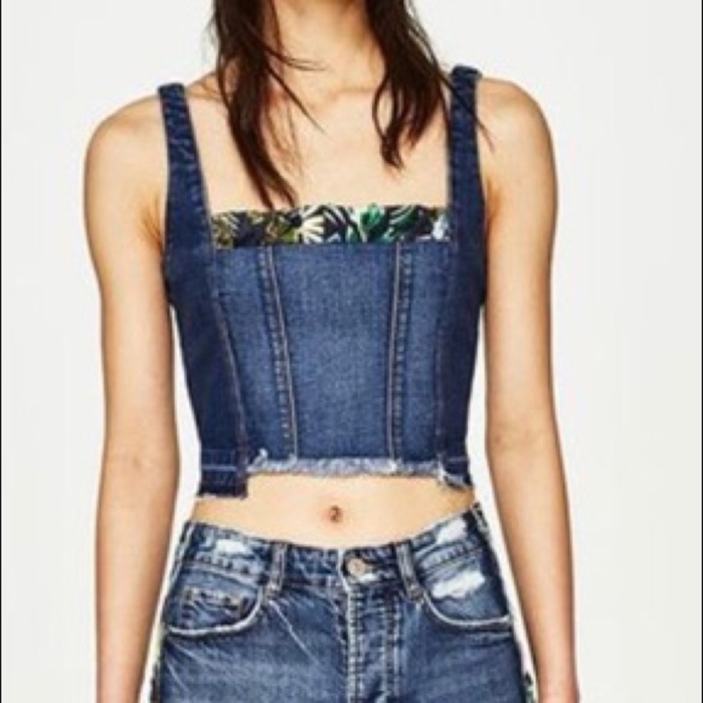 Zara denim crop top